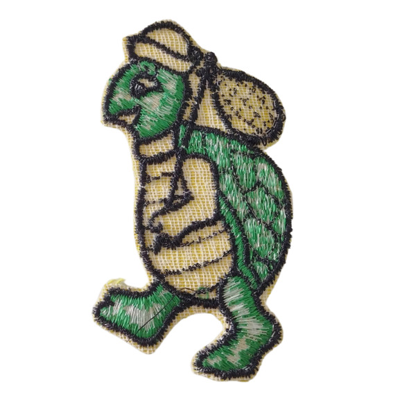 Adorable Green And Yellow Back Packing Turtle Iron On Patch Fashion Accessories - Picture 3 of 3